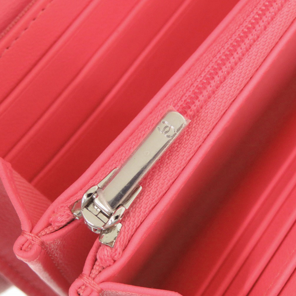CHANEL Authentic Pink Lambskin Leather Logo Wallet - Picture 7 of 10